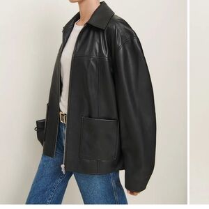 Reformation Veda Bennett Oversized Leather Jacket